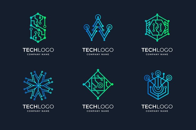 Коллекция логотипов градиентной электроники