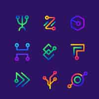 Free vector gradient electronics logo collection