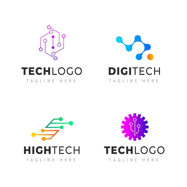 Коллекция логотипов градиентной электроники