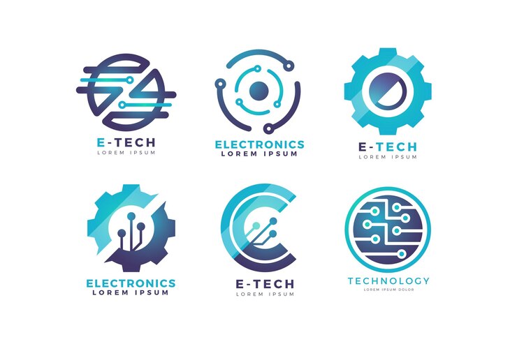 무료 Vector 그라데이션 전자 로고 세트
