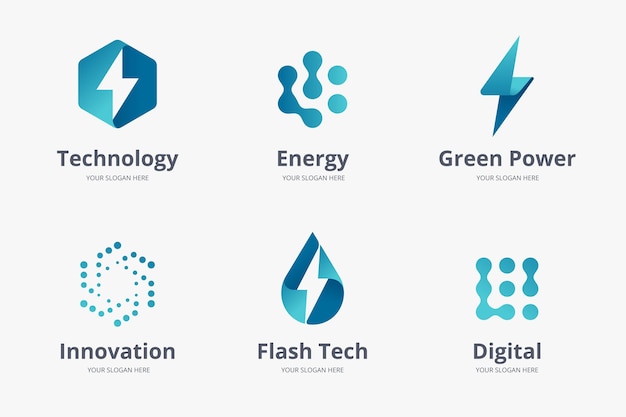 Gradient electronics logo template collection