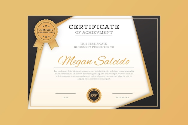 Gradient elegant achievement certificate template