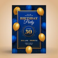 Free vector gradient elegant birthday invitation with balloons