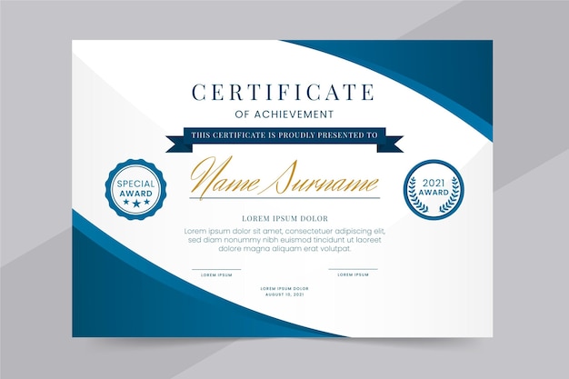 Free vector gradient elegant certificate of achievement