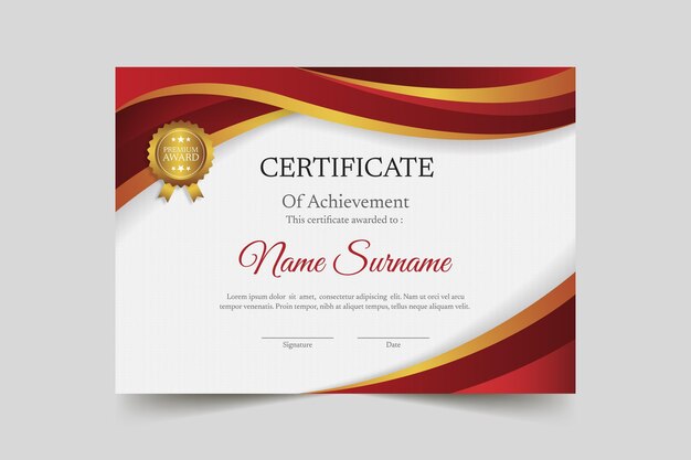 Free Vector gradient elegant certificate of achievement