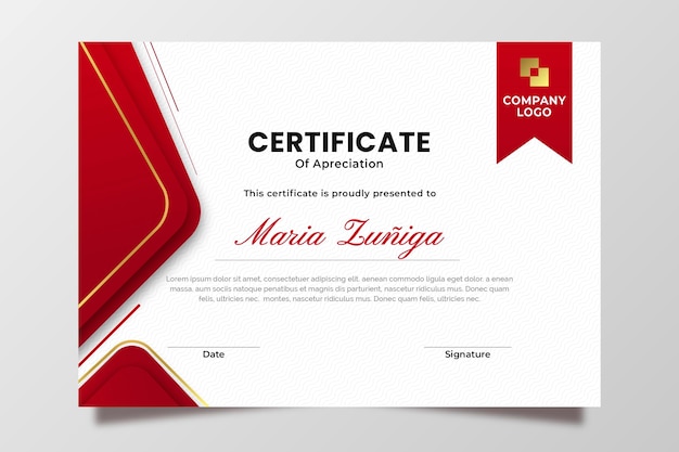 Modello di certificato elegante gradiente