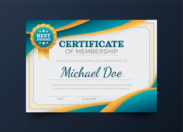 Gradient elegant certificate template