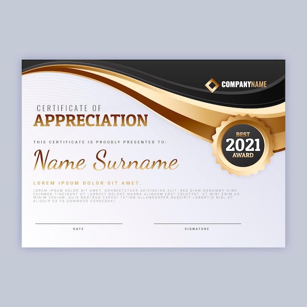 Gradient elegant certificate template