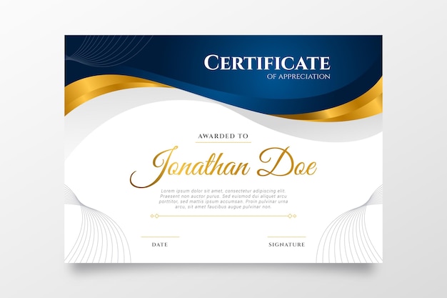 Gradient elegant certificate template