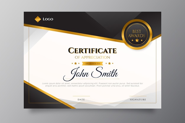 Free vector gradient elegant certificate template