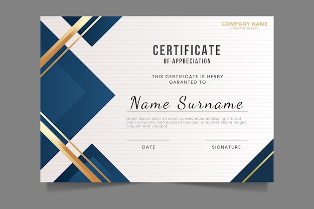 Gradient elegant certificate template