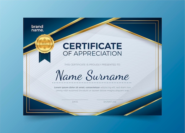 Gradient elegant certificate template