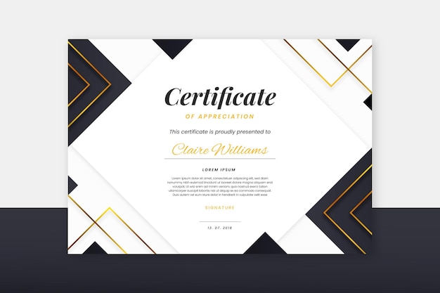 Gradient elegant certificate template