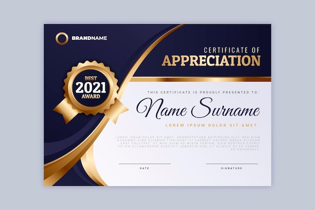 Gradient elegant certificate template