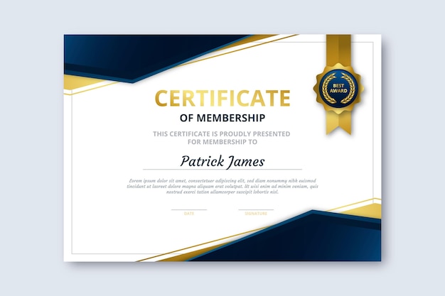 Gradient elegant certificate template