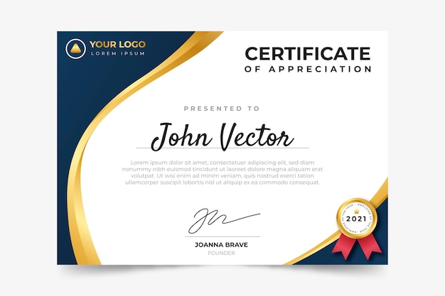 Gradient elegant certificate template