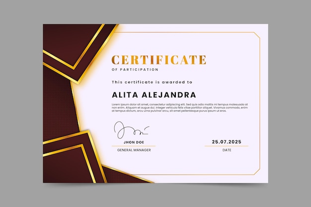 Gradient elegant certificate template