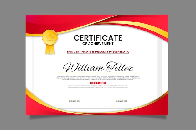 Бесплатное векторное изображение Градиент элегантный шаблон сертификата