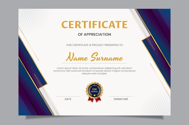 Gradient elegant certificate template