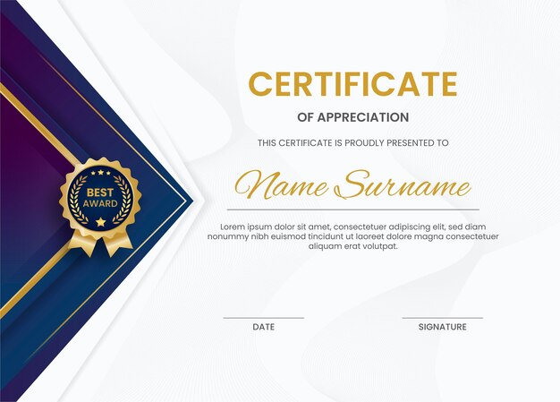 Gradient elegant certificate template