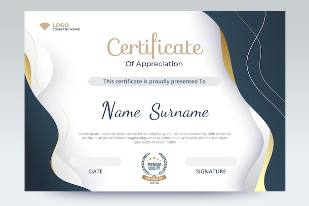 Gradient elegant certificate template