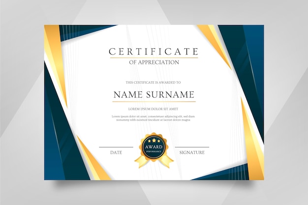 Gradient elegant certificate template