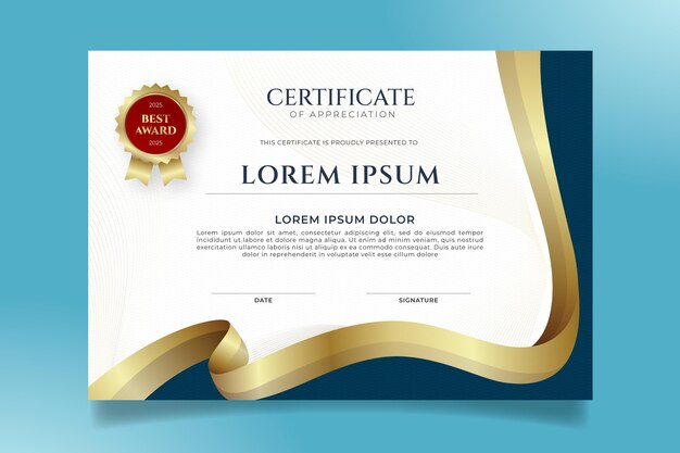 Gradient elegant certificate template