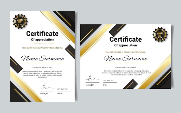 Vettore gratuito modello di certificato elegante sfumato