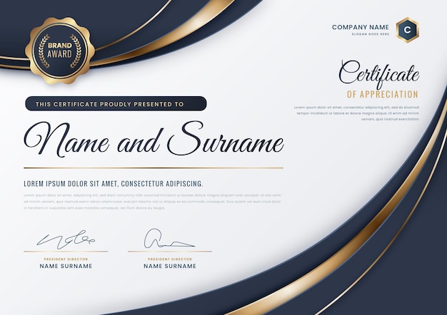 Gradient elegant certificate template