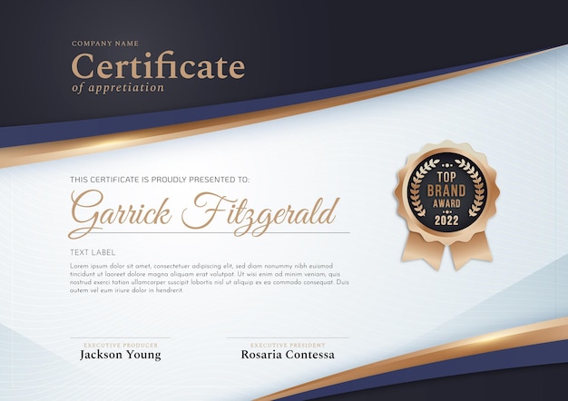 Gradient elegant certificate template