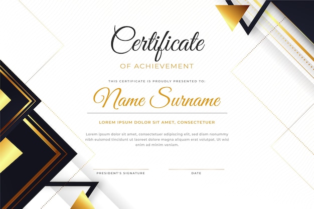 Gradient elegant certificate with golden details