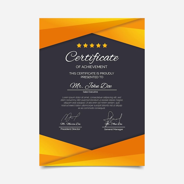 Gradient elegant certificate with stars