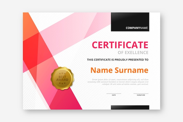 Бесплатное векторное изображение Градиент элегантный сертификат
