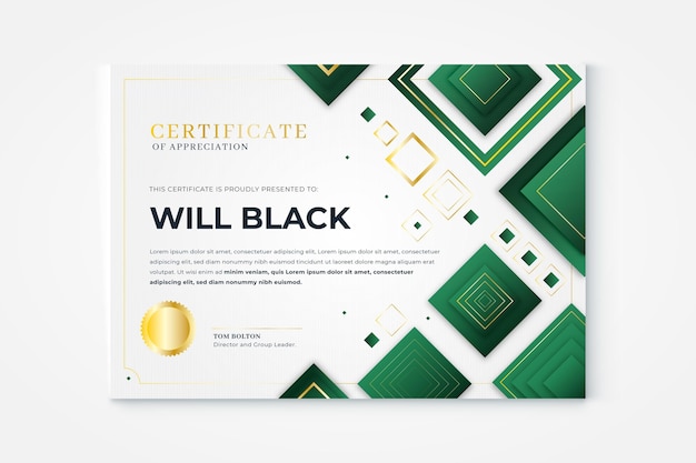 Gradient elegant certificate