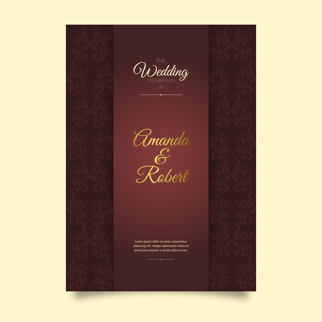 Gradient elegant damask wedding invitation template