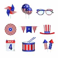 Free vector gradient elements collection for american 4th of july celebration