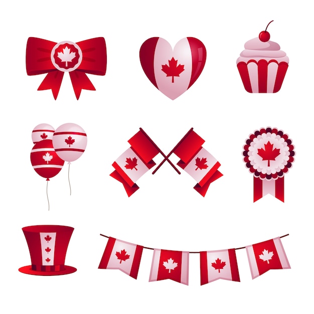 Gradient elements collection for canada day celebration