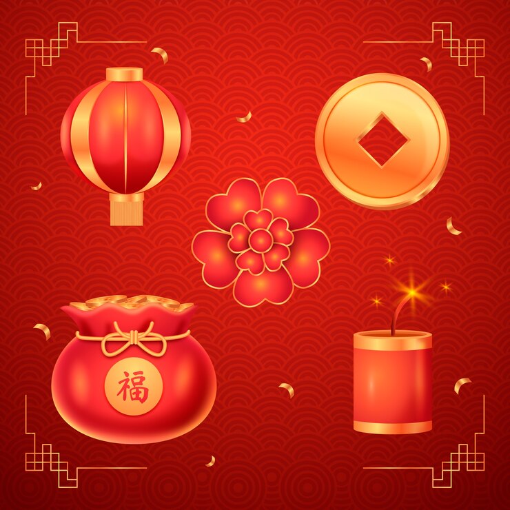 Free Vector gradient elements collection for chinese new year festival
