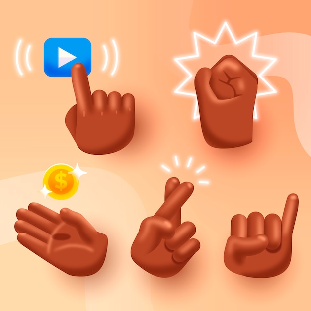 Elementi di mani emoji sfumate