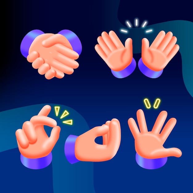 Elementi di mani emoji sfumate