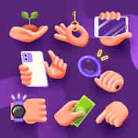 Vettore gratuito elementi di mani emoji sfumate