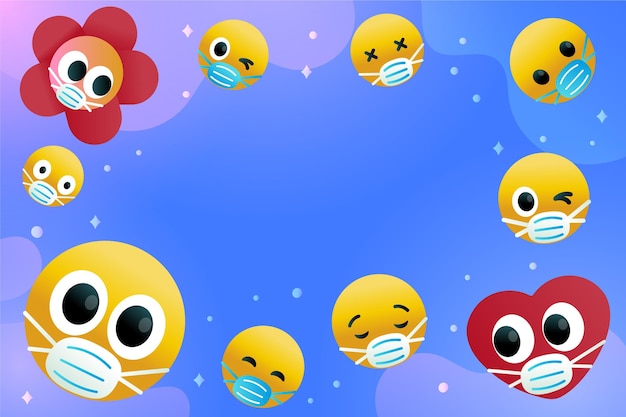 Gradient emoji with face mask background