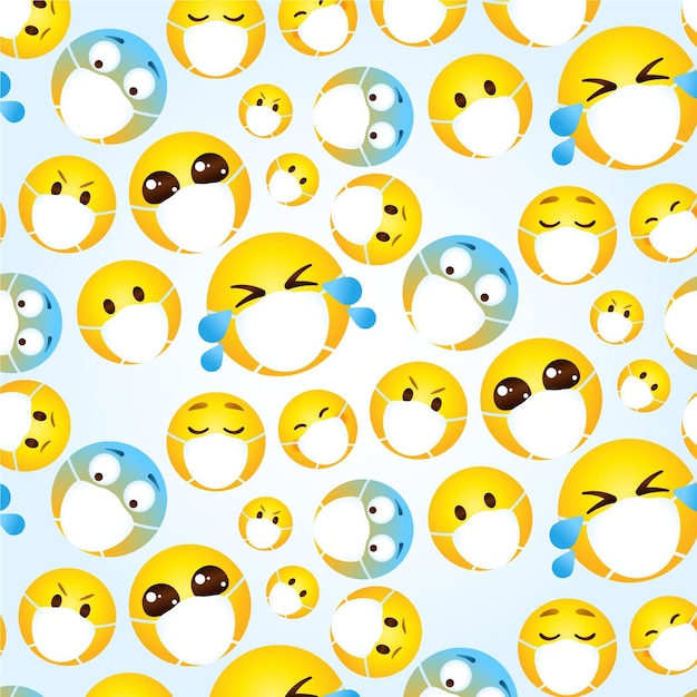 Gradient emoji with face mask pattern