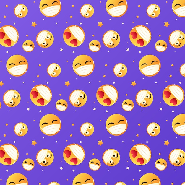 Gradient emoji with face mask pattern