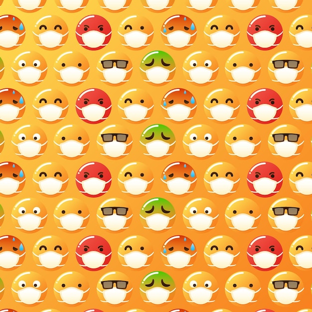 Free vector gradient emoji with face mask pattern