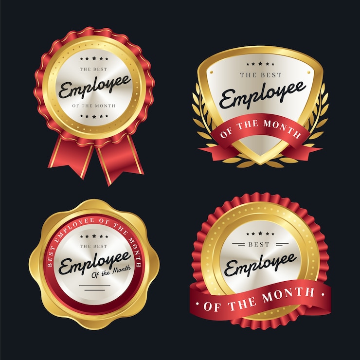 Free Vector gradient employee of the month bundle set