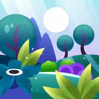 Free vector gradient enchanted forest illustration