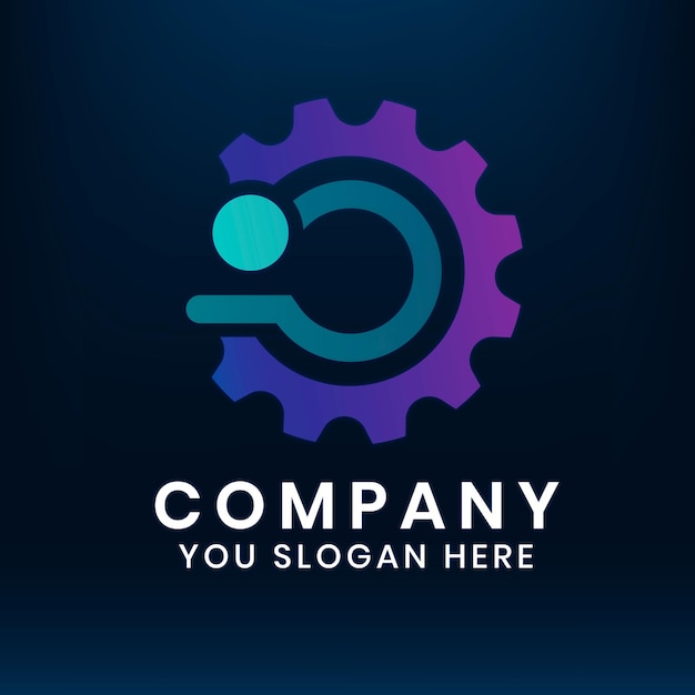 Gradient engine editable slogan vector icon design