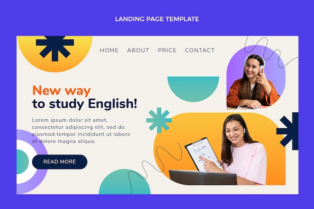 Free vector gradient english lessons template