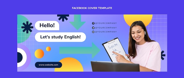 Free vector gradient english lessons template